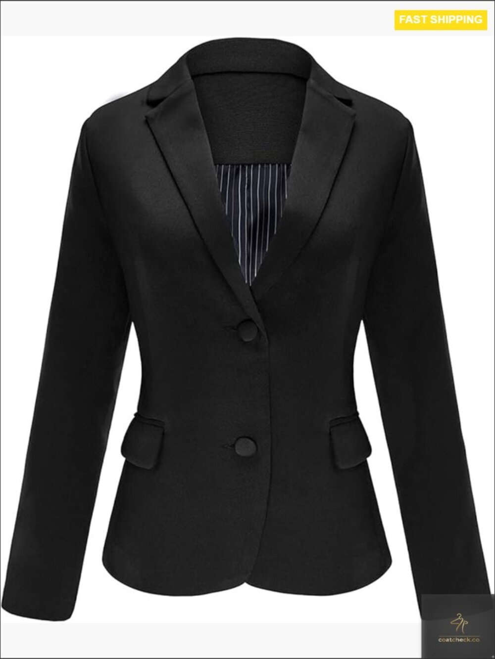 Classic Notched Lapel Blazer Polyester Work Office Professional Chic Elegant